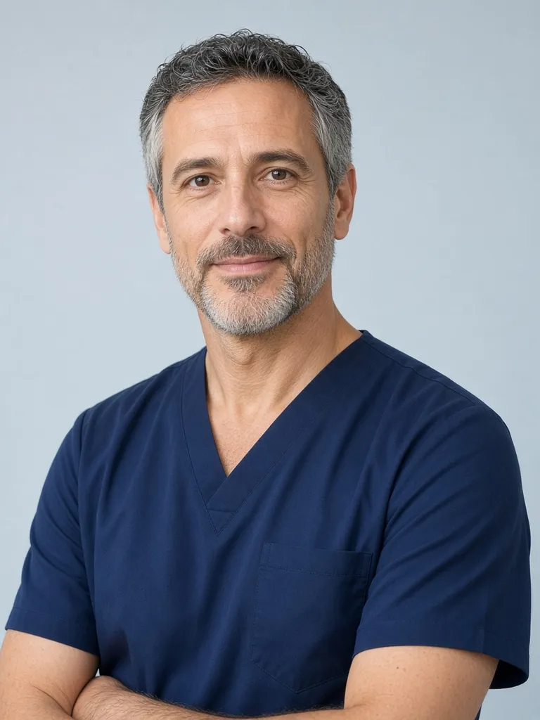 Portrait of Marco Bellini in navy scrubs